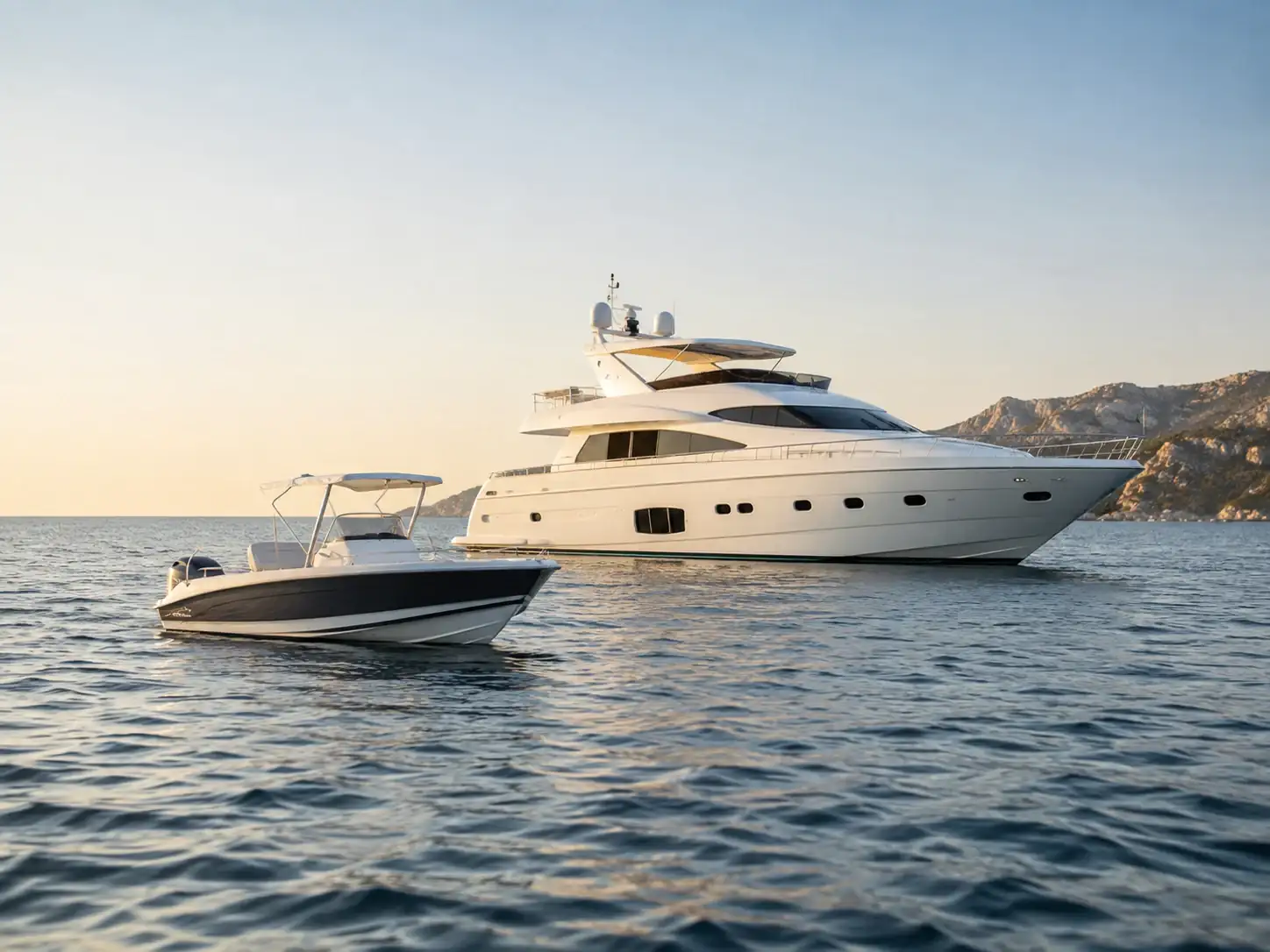 Motor yacht on calm water